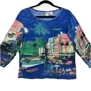 VTG Take Two Miami South Beach Beaded Sequin Top Ocean Drive Colony Hotel Sz XL